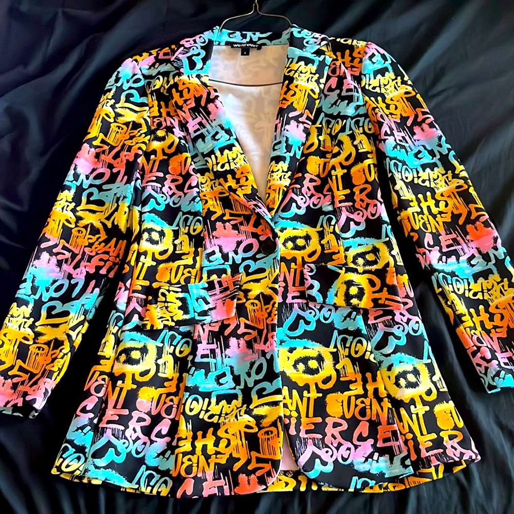 Cute spray paint design formal jacket worn once!